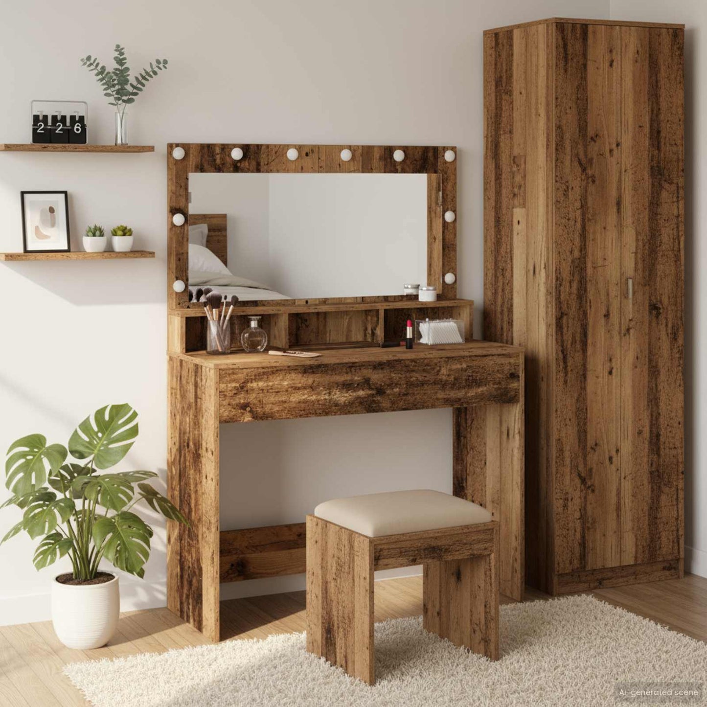 Plafondtafel met plank Oudhout 100 x 41 x 135 cm Bewerkt hout is nu te koop bij PeponiXL, paradijselijk wonen!
