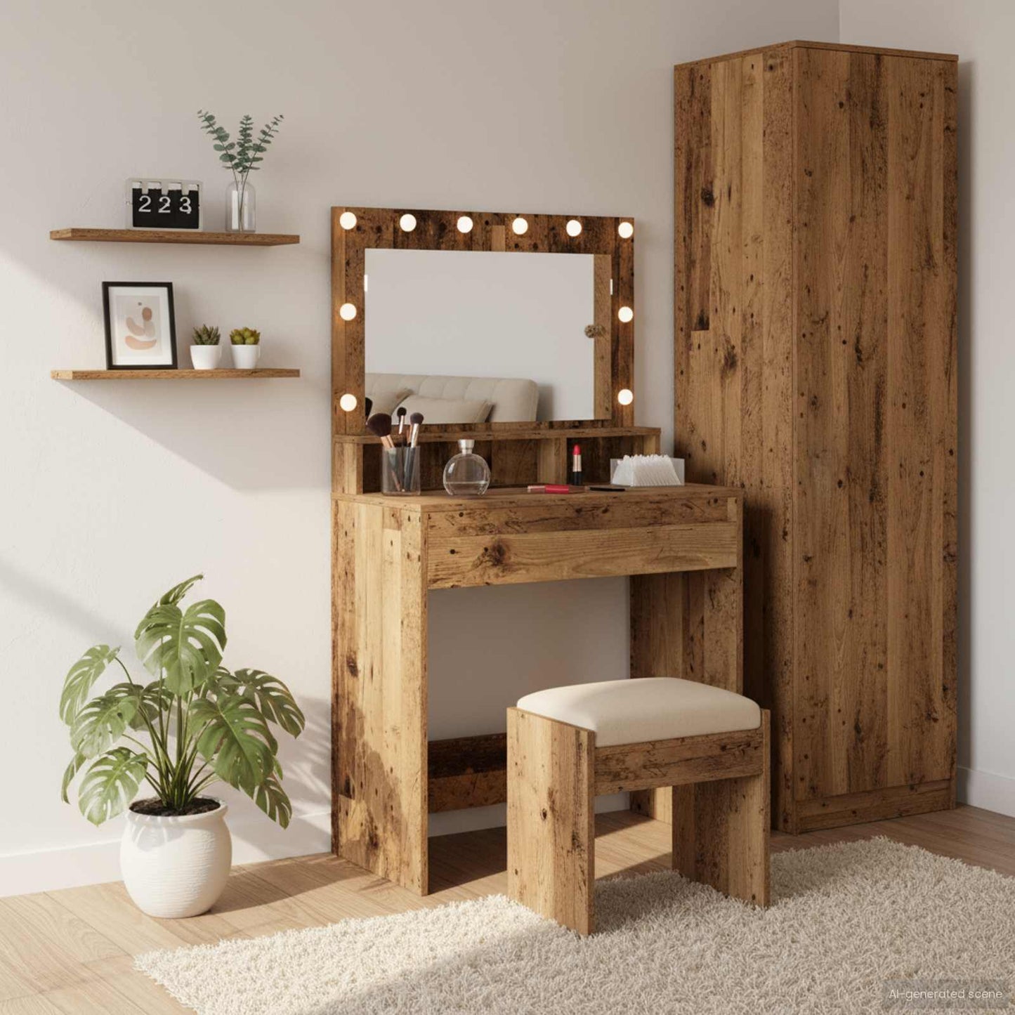 Plafondtafel met plank Oudhout 75,5 x 41 x 135 cm Bewerkt hout is nu te koop bij PeponiXL, paradijselijk wonen!