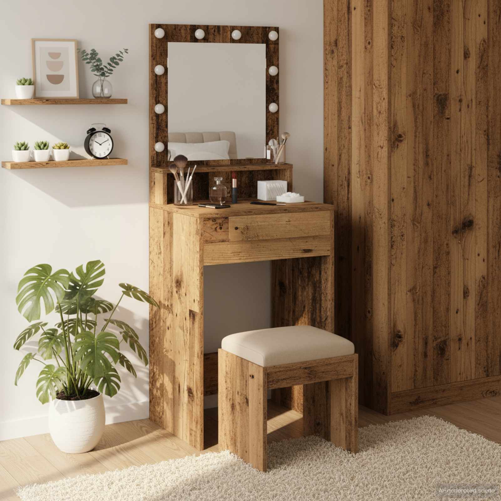 Plafondtafel met plank Oudhout 50 x 41 x 135 cm Bewerkt hout is nu te koop bij PeponiXL, paradijselijk wonen!