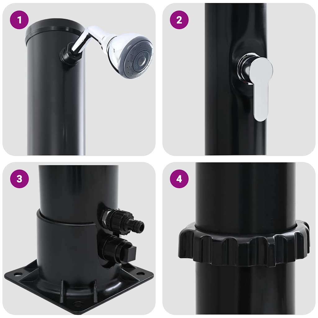 Buitenzonne-douche Zwart 217 cm PVC en Aluminium is nu te koop bij PeponiXL, paradijselijk wonen!