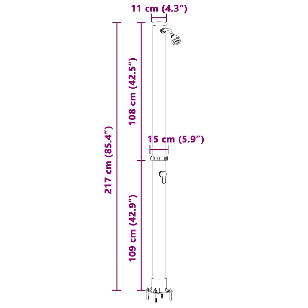 Buitenzonne-douche Zwart 217 cm PVC en Aluminium is nu te koop bij PeponiXL, paradijselijk wonen!