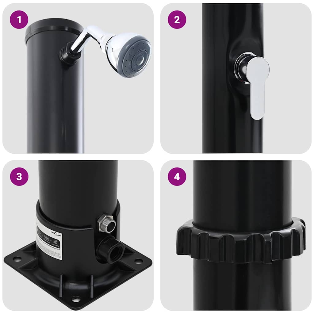Buitenzonne-douche Zwart 217 cm PVC en Aluminium is nu te koop bij PeponiXL, paradijselijk wonen!