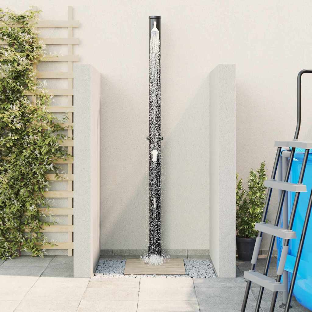 Buitenzonne-douche Zwart 217 cm PVC en Aluminium is nu te koop bij PeponiXL, paradijselijk wonen!