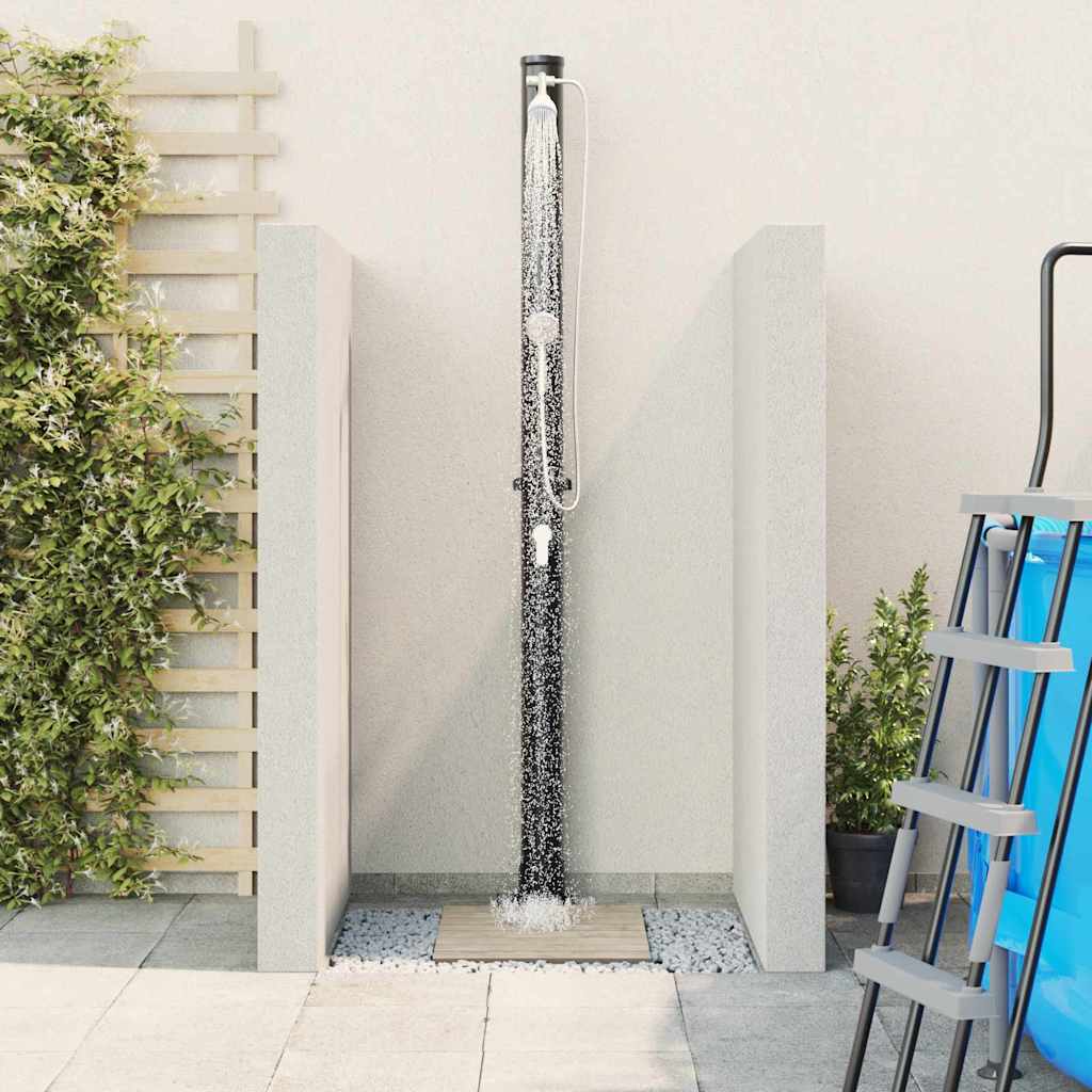 Buitenzonne-douche Zwart 217 cm PVC en Aluminium is nu te koop bij PeponiXL, paradijselijk wonen!