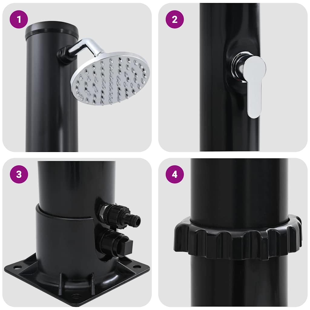 Buitenzonne-douche Zwart 217 cm PVC en Aluminium is nu te koop bij PeponiXL, paradijselijk wonen!