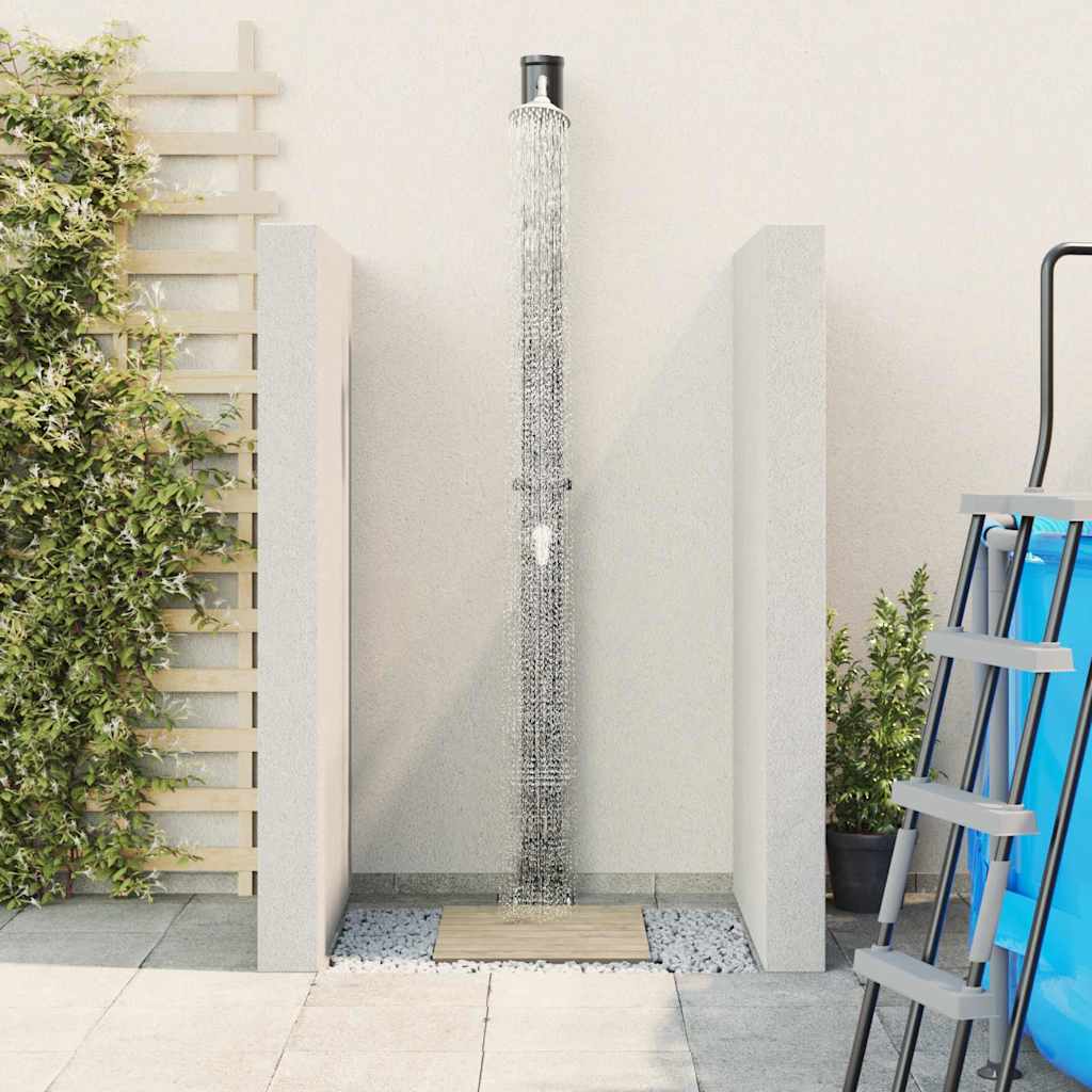 Buitenzonne-douche Zwart 217 cm PVC en Aluminium is nu te koop bij PeponiXL, paradijselijk wonen!