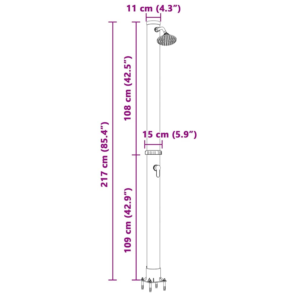 Buitenzonne-douche Zwart 217 cm PVC en Aluminium is nu te koop bij PeponiXL, paradijselijk wonen!
