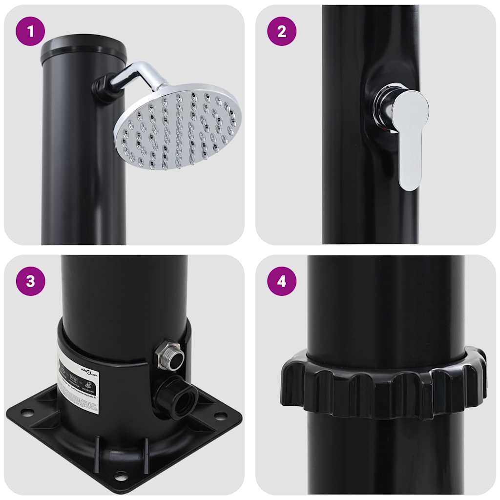 Buitenzonne-douche Zwart 217 cm PVC en Aluminium is nu te koop bij PeponiXL, paradijselijk wonen!