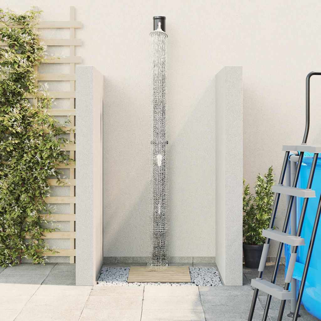 Buitenzonne-douche Zwart 217 cm PVC en Aluminium is nu te koop bij PeponiXL, paradijselijk wonen!