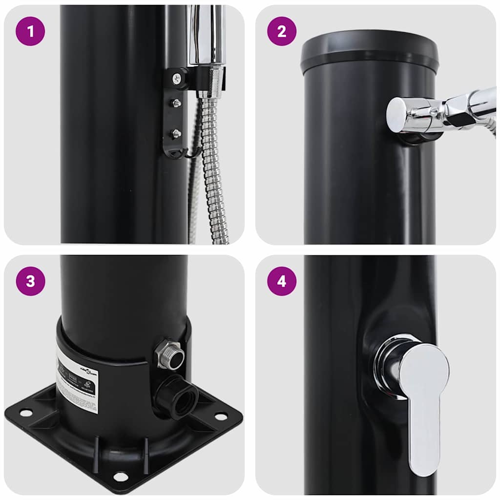 Buitenzonne-douche Zwart 217 cm PVC en Aluminium is nu te koop bij PeponiXL, paradijselijk wonen!