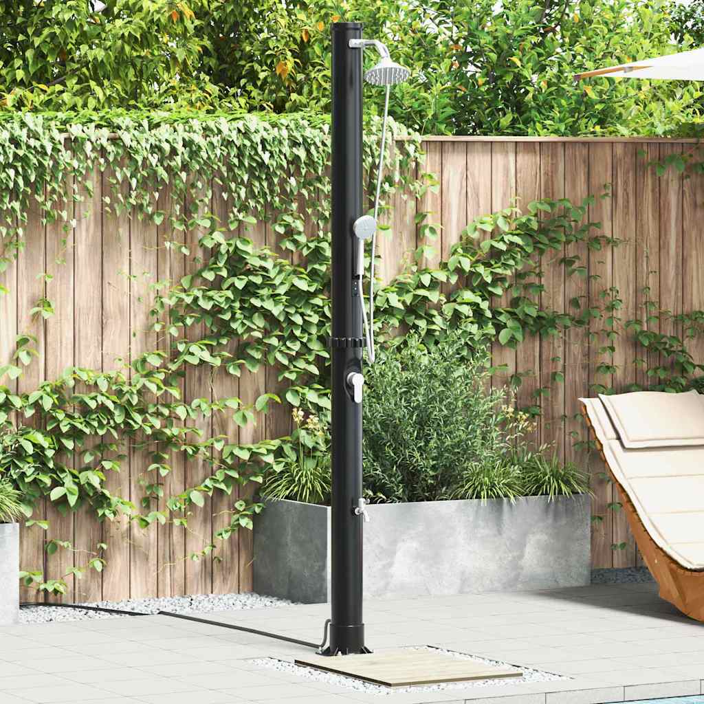 Buitenzonne-douche Zwart 217 cm PVC en Aluminium is nu te koop bij PeponiXL, paradijselijk wonen!