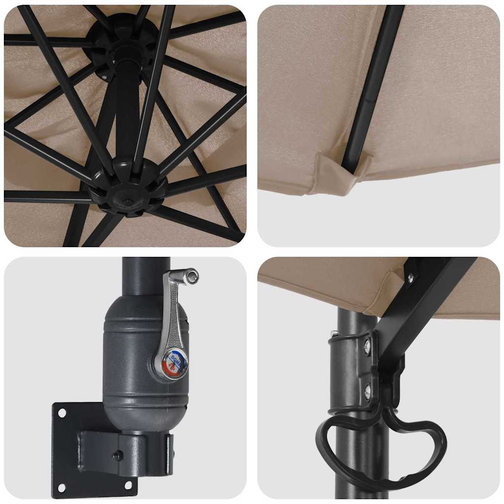 Tuinparasol Taupe 248 x 248 x 148 cm Polyester en staal is nu te koop bij PeponiXL, paradijselijk wonen!