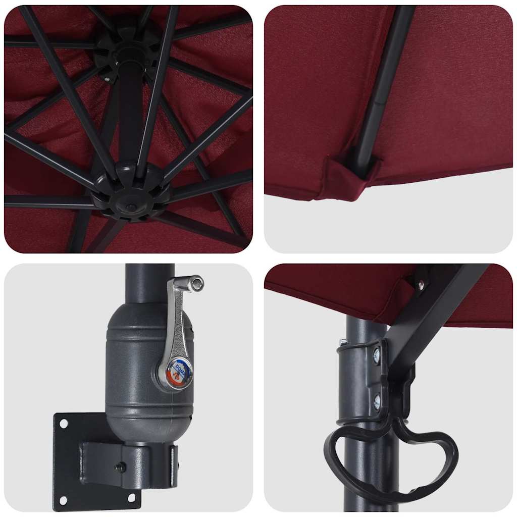 Tuinparasol Bordeaux Rood 248 x 248 x 148 cm Polyester en staal is nu te koop bij PeponiXL, paradijselijk wonen!