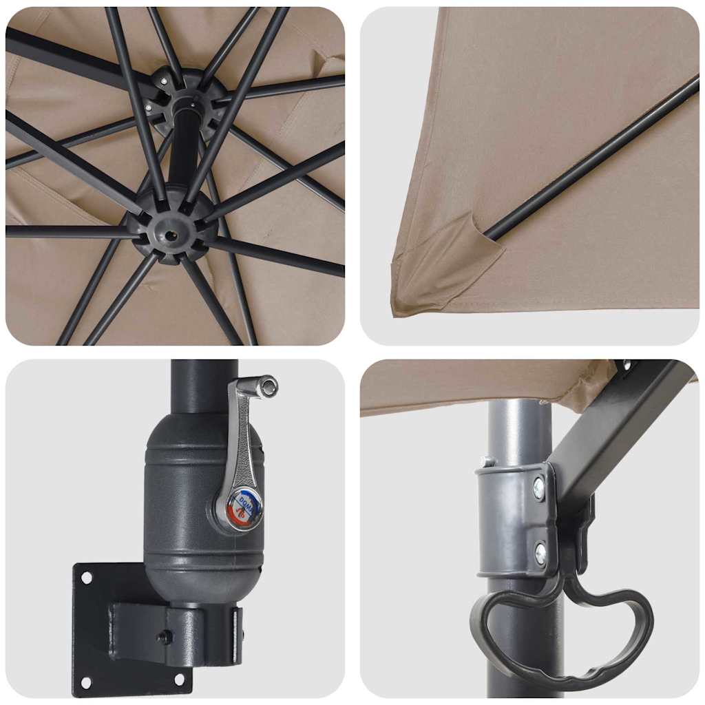 Tuinparasol Taupe 248,5 x 247,5 x 160 cm Polyester en staal is nu te koop bij PeponiXL, paradijselijk wonen!