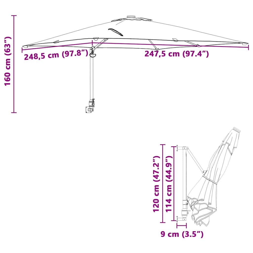 Tuinparasol Bordeaux Rood 248,5 x 247,5 x 160 cm is nu te koop bij PeponiXL, paradijselijk wonen!