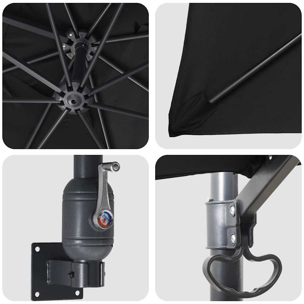 Tuinparasol Zwart 248,5 x 247,5 x 160 cm Polyester en staal is nu te koop bij PeponiXL, paradijselijk wonen!