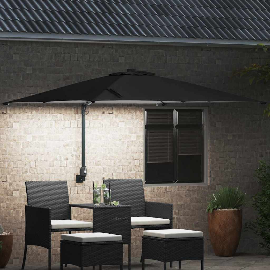 Tuinparasol Zwart 248,5 x 247,5 x 160 cm Polyester en staal is nu te koop bij PeponiXL, paradijselijk wonen!