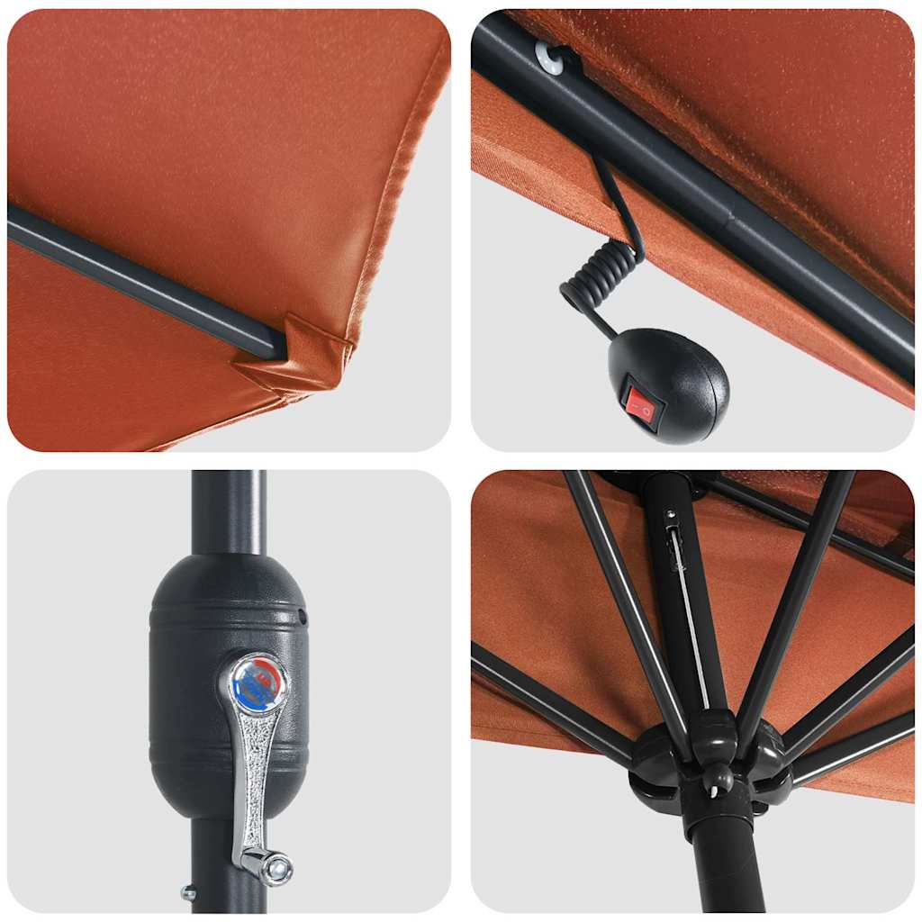 Tuinparasol Terracotta 294 x 150 x 224 cm Polyester en staal is nu te koop bij PeponiXL, paradijselijk wonen!