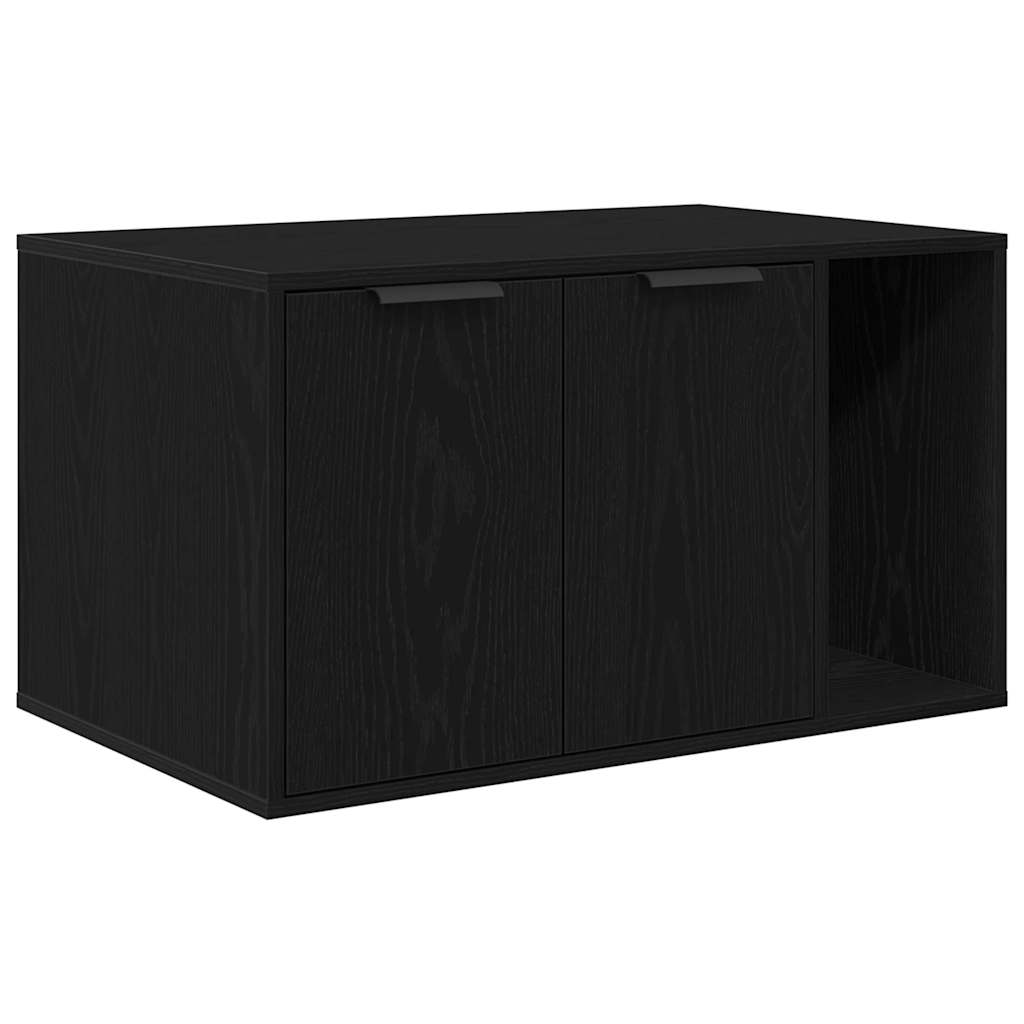Kattenbakomheining zwart eiken 80x50x45 cm bewerkt hout is nu te koop bij PeponiXL, paradijselijk wonen!