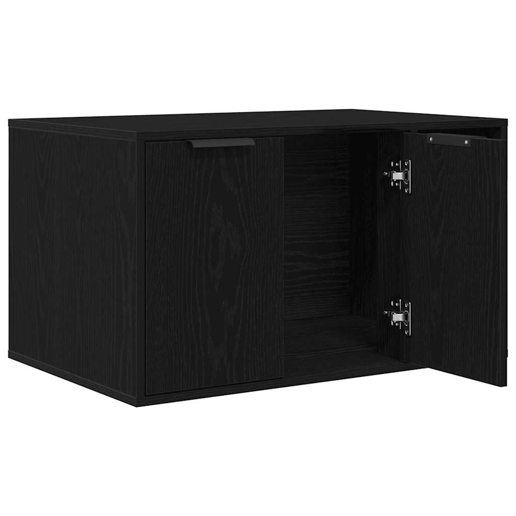 Kattenbakomheining zwart eiken 80x50x45 cm bewerkt hout is nu te koop bij PeponiXL, paradijselijk wonen!