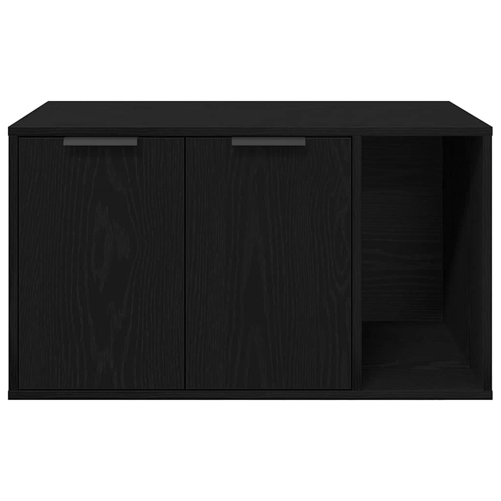 Kattenbakomheining zwart eiken 80x50x45 cm bewerkt hout is nu te koop bij PeponiXL, paradijselijk wonen!