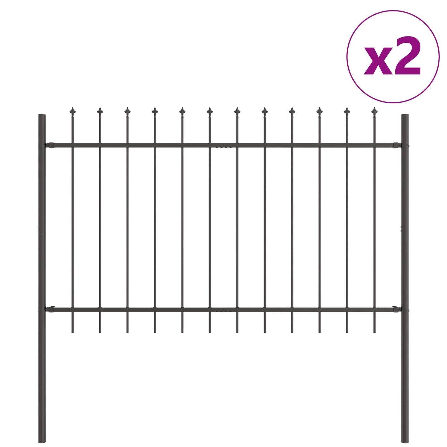 Tuinhek 2 pcs Grijs 3,4 x 0,8 m Poedercoating staal is nu te koop bij PeponiXL, paradijselijk wonen!