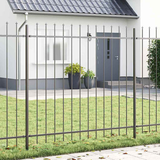Tuinhek 2 pcs Grijs 3,4 x 1,5 m Poedercoating staal is nu te koop bij PeponiXL, paradijselijk wonen!