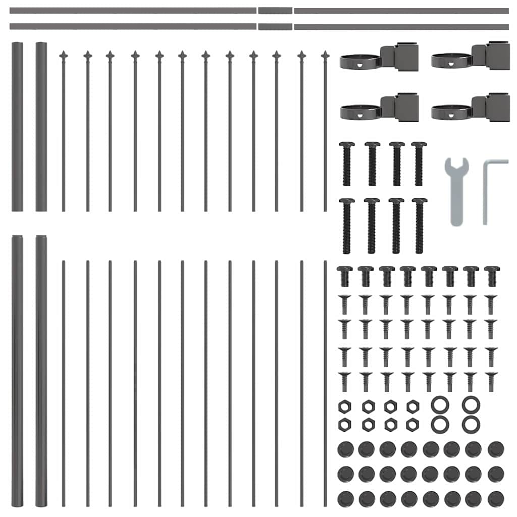 Tuinhek 2 pcs Grijs 3,4 x 1,5 m Poedercoating staal is nu te koop bij PeponiXL, paradijselijk wonen!