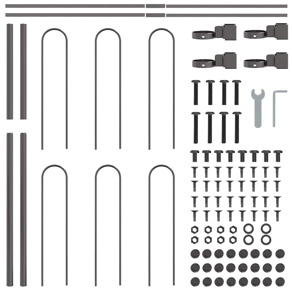 Tuinhek 3 pcs Grijs 5,1 x 0,8 m Poedercoating staal is nu te koop bij PeponiXL, paradijselijk wonen!