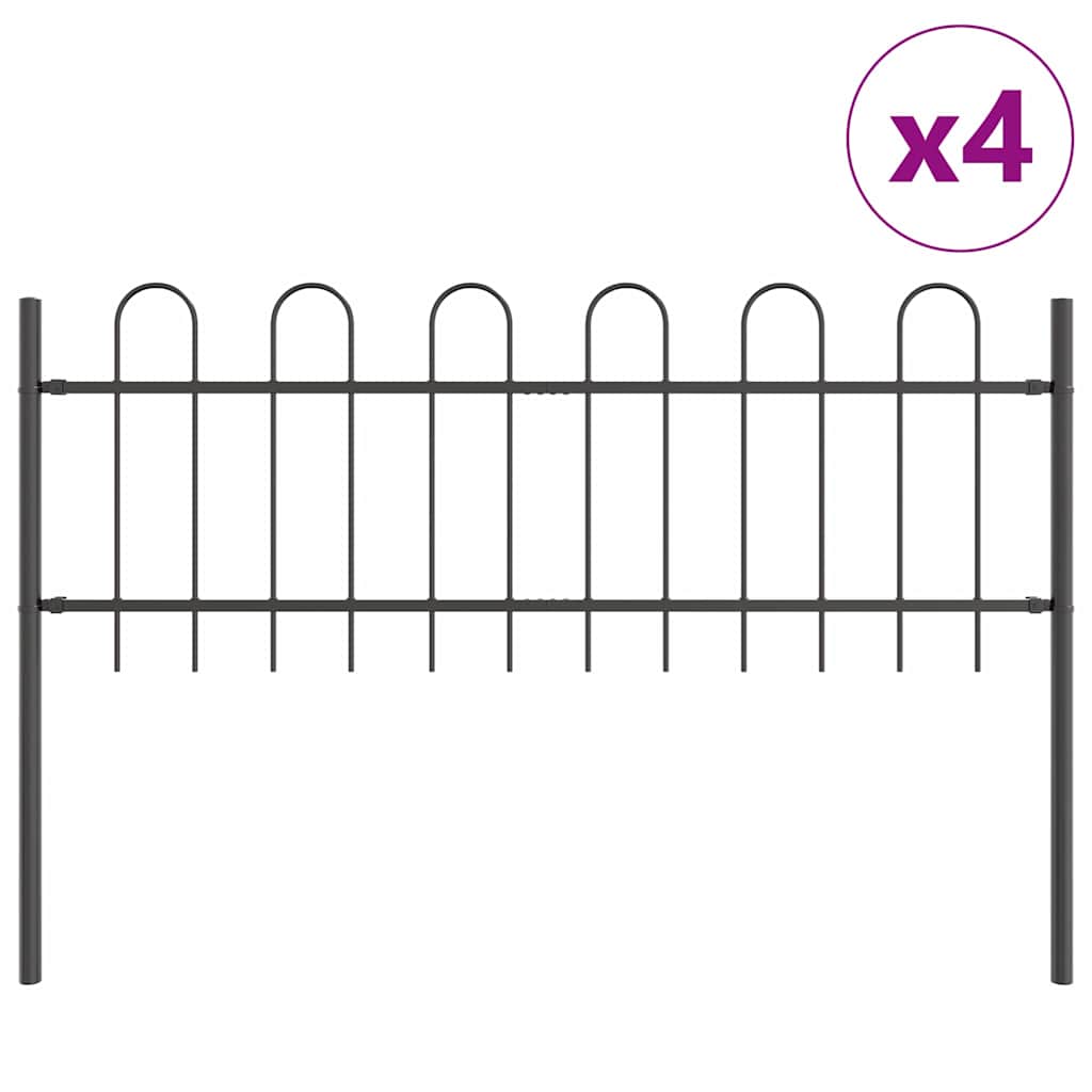 Tuinhek 4 pcs Grijs 6,8 x 0,6 m Poedercoating staal is nu te koop bij PeponiXL, paradijselijk wonen!