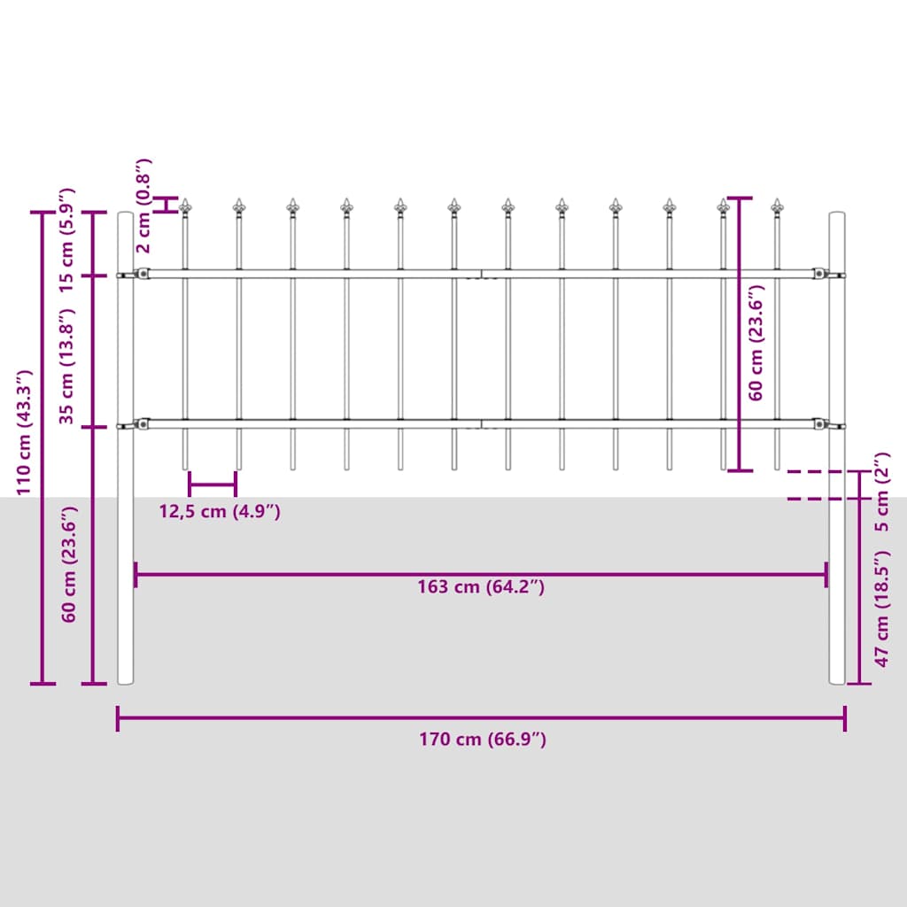 Tuinhek 4 pcs Wit 6,8 x 0,6 m Poedercoating staal is nu te koop bij PeponiXL, paradijselijk wonen!