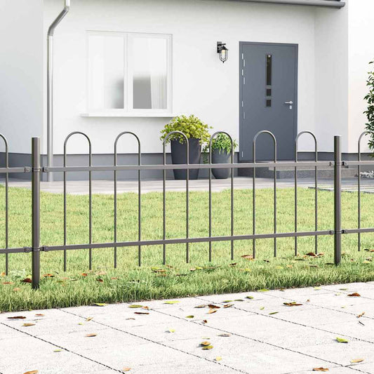 Tuinhek 5 pcs Grijs 8,5 x 0,6 m Poedercoating staal is nu te koop bij PeponiXL, paradijselijk wonen!
