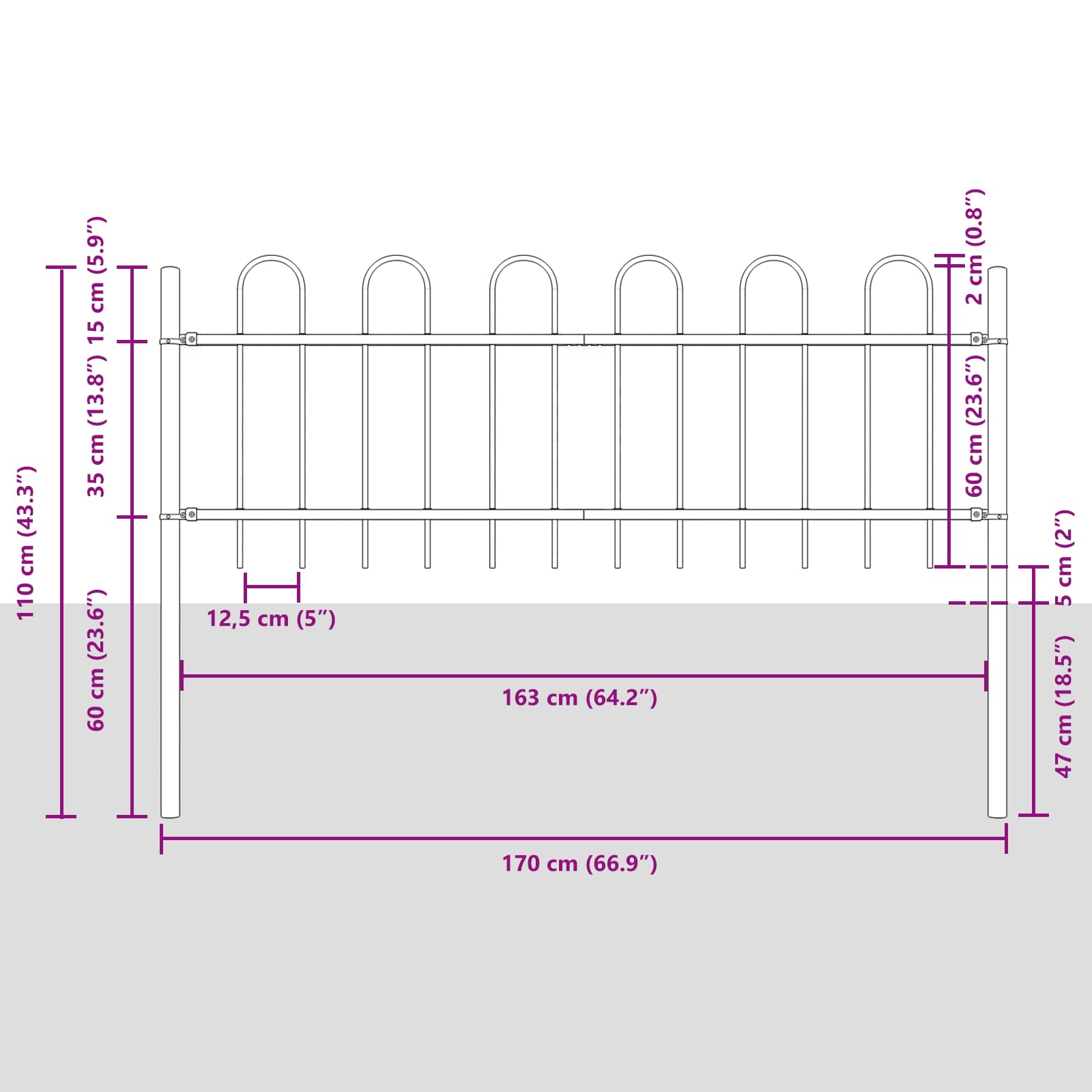 Tuinhek BOXTEL 5 pcs 8,5 x 0,6 m Poedercoating staal Wit is nu te koop bij PeponiXL, paradijselijk wonen!