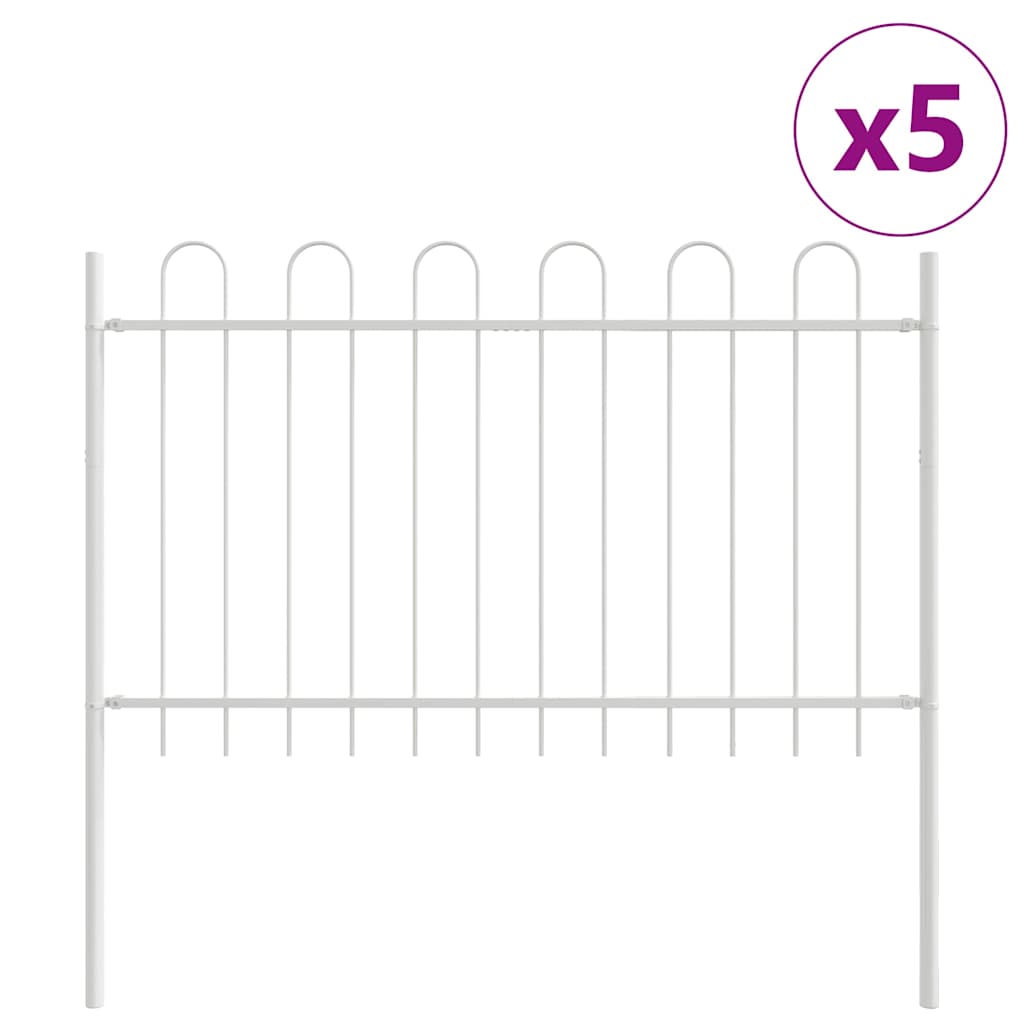 Tuinhek 5 pcs Wit 8,5 x 1 m Poedercoating staal is nu te koop bij PeponiXL, paradijselijk wonen!