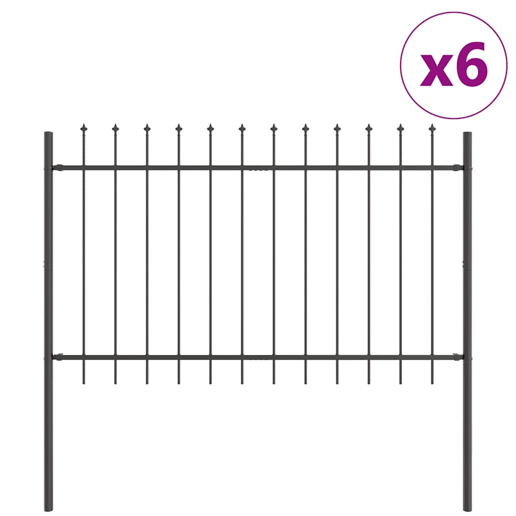 Tuinhek 6 pcs Grijs 10,2 x 0,8 m Poedercoating staal is nu te koop bij PeponiXL, paradijselijk wonen!