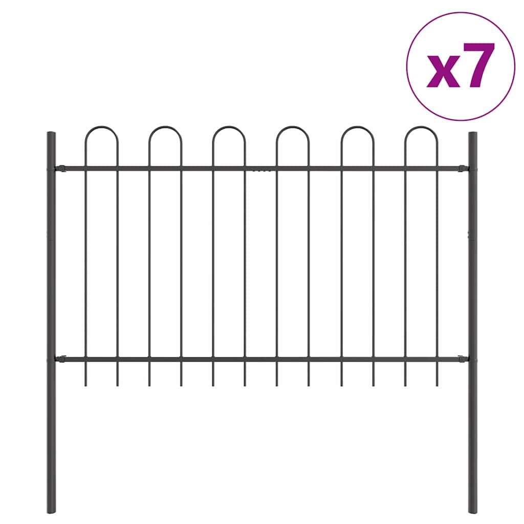Tuinhek 7 pcs Grijs 11,9 x 0,8 m Poedercoating staal is nu te koop bij PeponiXL, paradijselijk wonen!