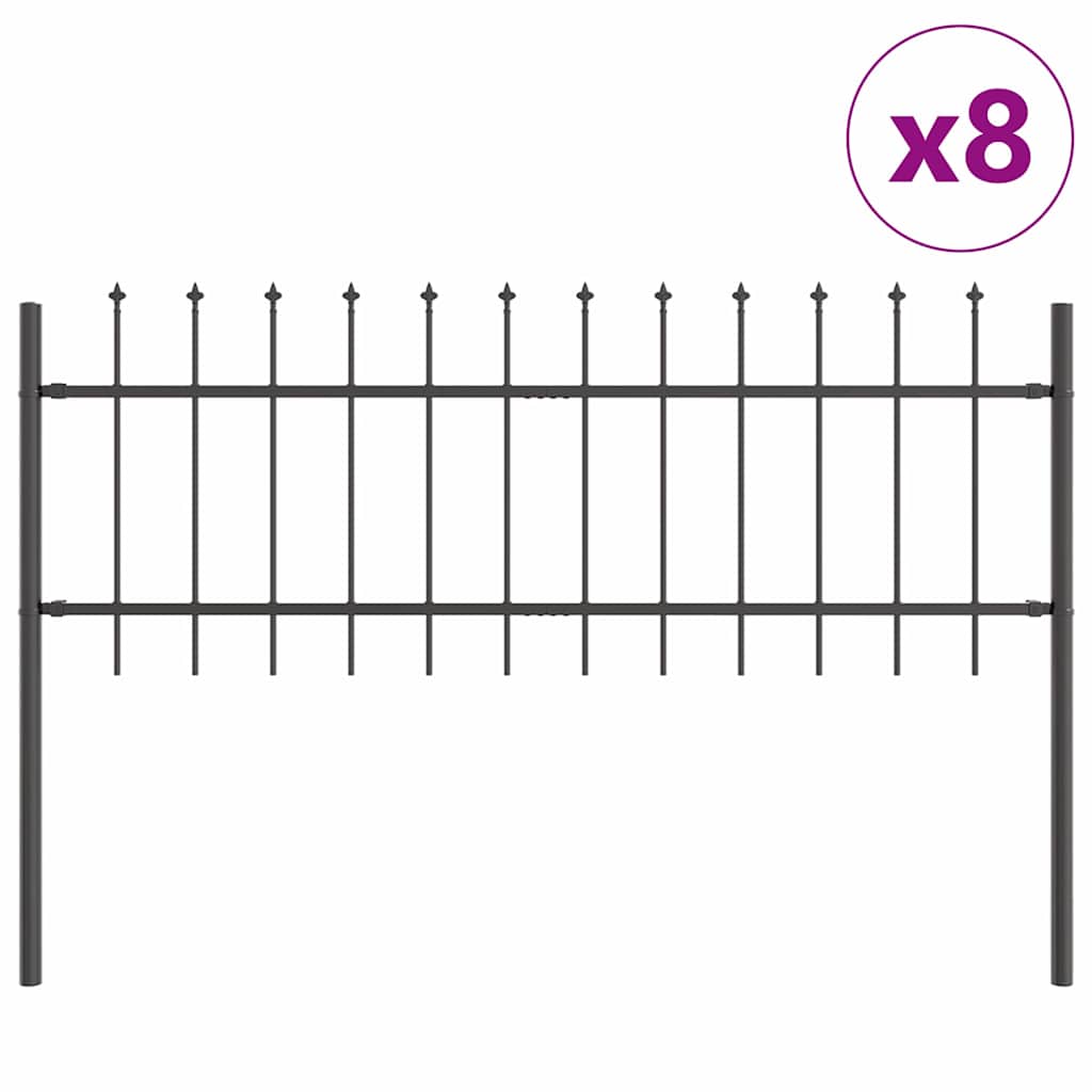 Tuinhek 8 pcs Grijs 13,6 x 0,6 m Poedercoating staal is nu te koop bij PeponiXL, paradijselijk wonen!