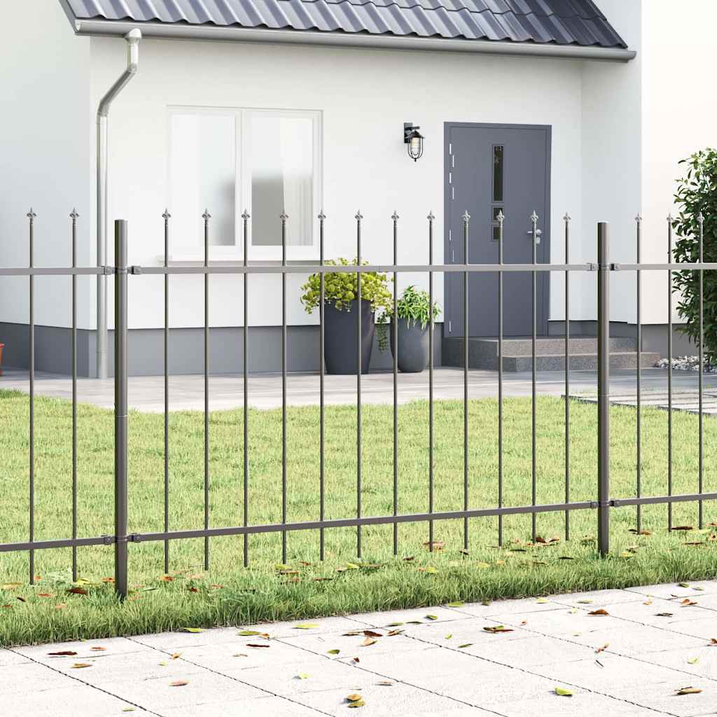 Tuinhek 8 pcs Grijs 13,6 x 1 m Poedercoating staal is nu te koop bij PeponiXL, paradijselijk wonen!