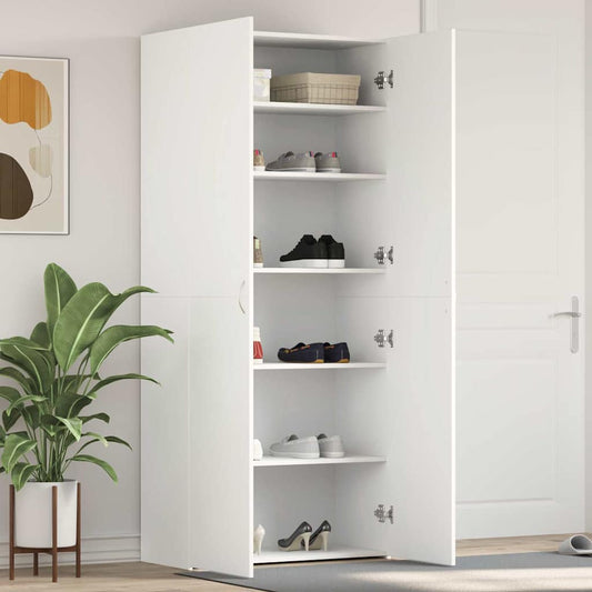 Schoenenkast met plank Wit 80 x 35.5 x 180 cm Bewerkt hout is nu te koop bij PeponiXL, paradijselijk wonen!