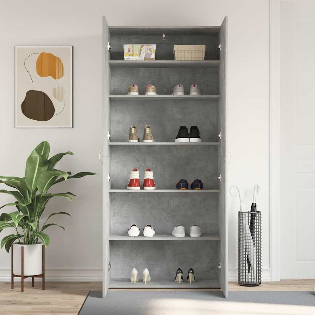 Schoenenkast met plank Grijs 80 x 35.5 x 180 cm Bewerkt hout is nu te koop bij PeponiXL, paradijselijk wonen!