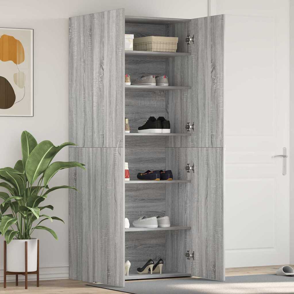 Schoenenkast met plank Grijs 80 x 35.5 x 180 cm Bewerkt hout is nu te koop bij PeponiXL, paradijselijk wonen!