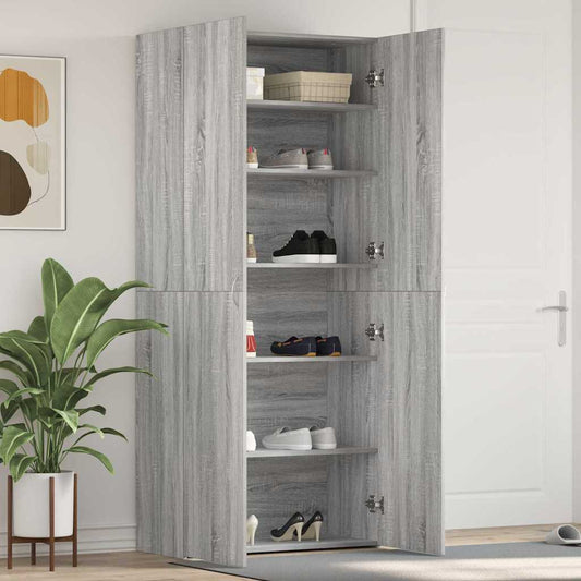 Schoenenkast met plank Grijs 80 x 35.5 x 180 cm Bewerkt hout is nu te koop bij PeponiXL, paradijselijk wonen!