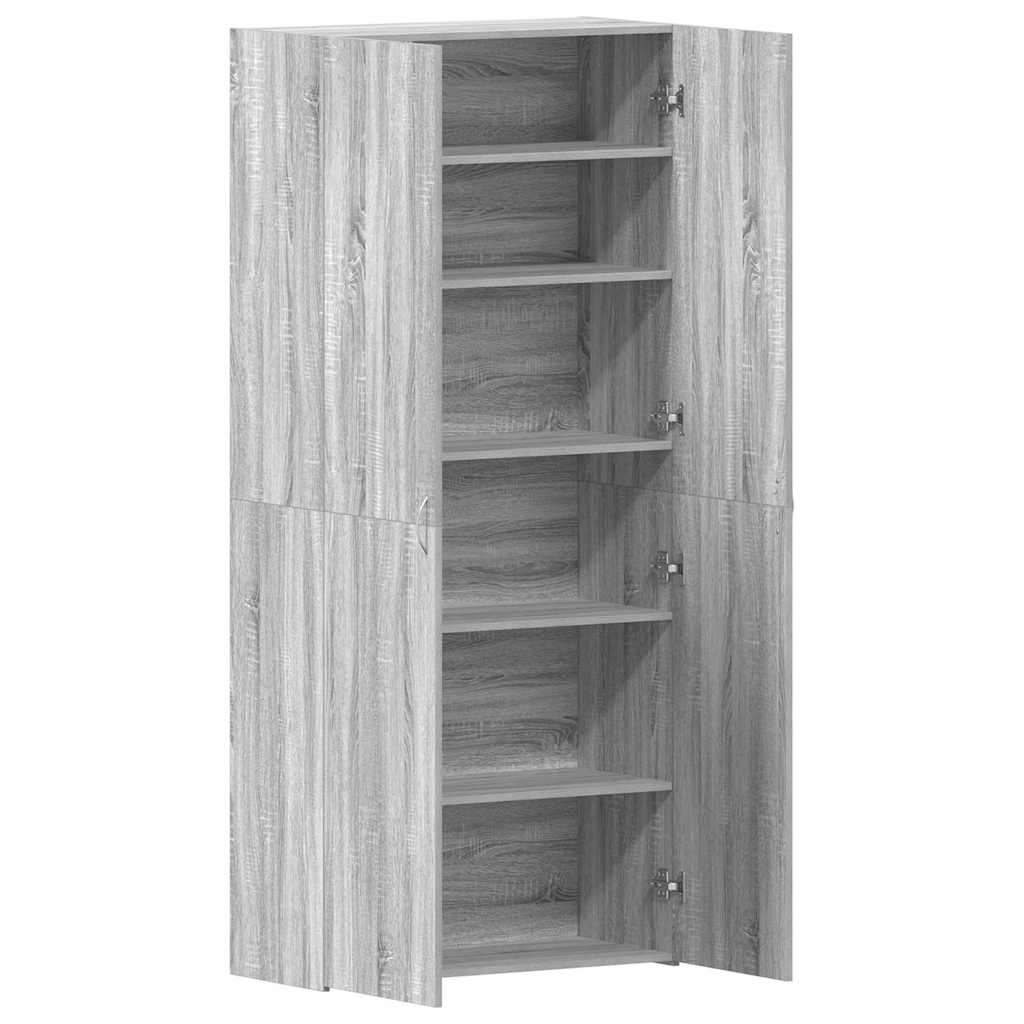 Schoenenkast met plank Grijs 80 x 35.5 x 180 cm Bewerkt hout is nu te koop bij PeponiXL, paradijselijk wonen!