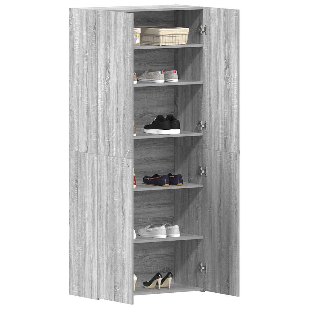 Schoenenkast met plank Grijs 80 x 35.5 x 180 cm Bewerkt hout is nu te koop bij PeponiXL, paradijselijk wonen!