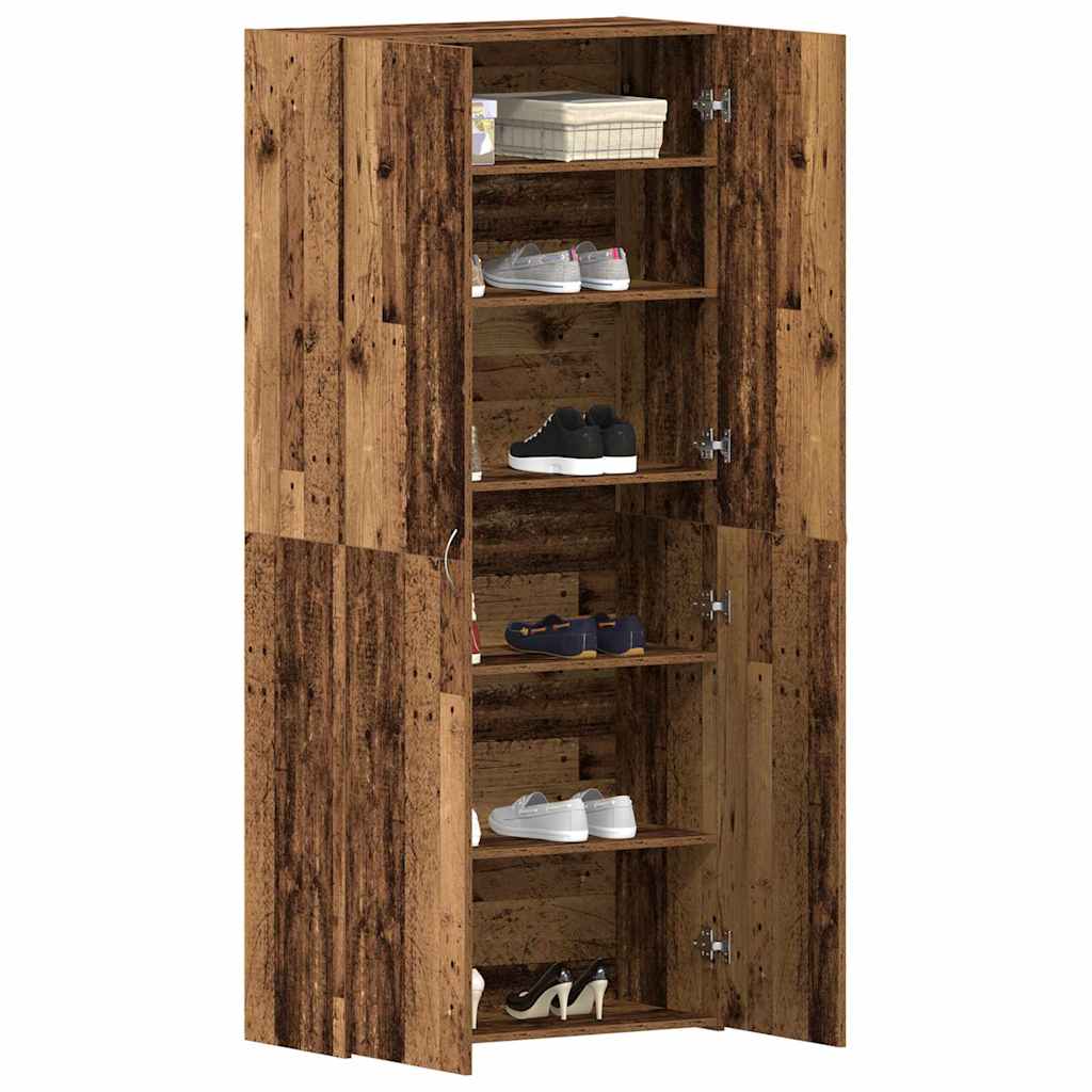 Schoenenkast met plank Bruin 80 x 35.5 x 180 cm Bewerkt hout is nu te koop bij PeponiXL, paradijselijk wonen!