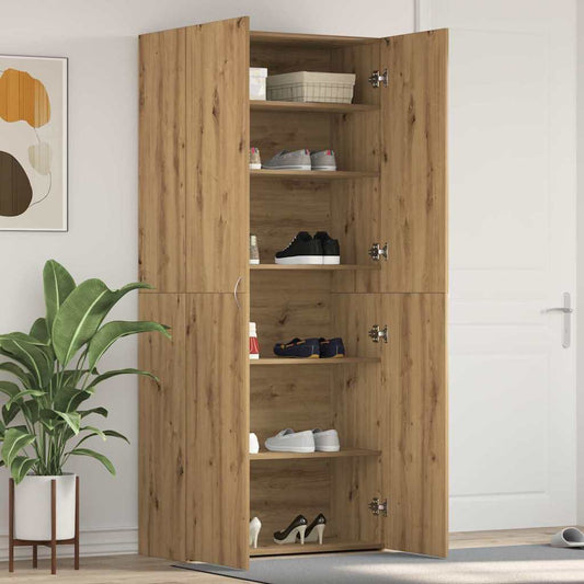 Schoenenkast met plank Bruin 80 x 35.5 x 180 cm Bewerkt hout is nu te koop bij PeponiXL, paradijselijk wonen!
