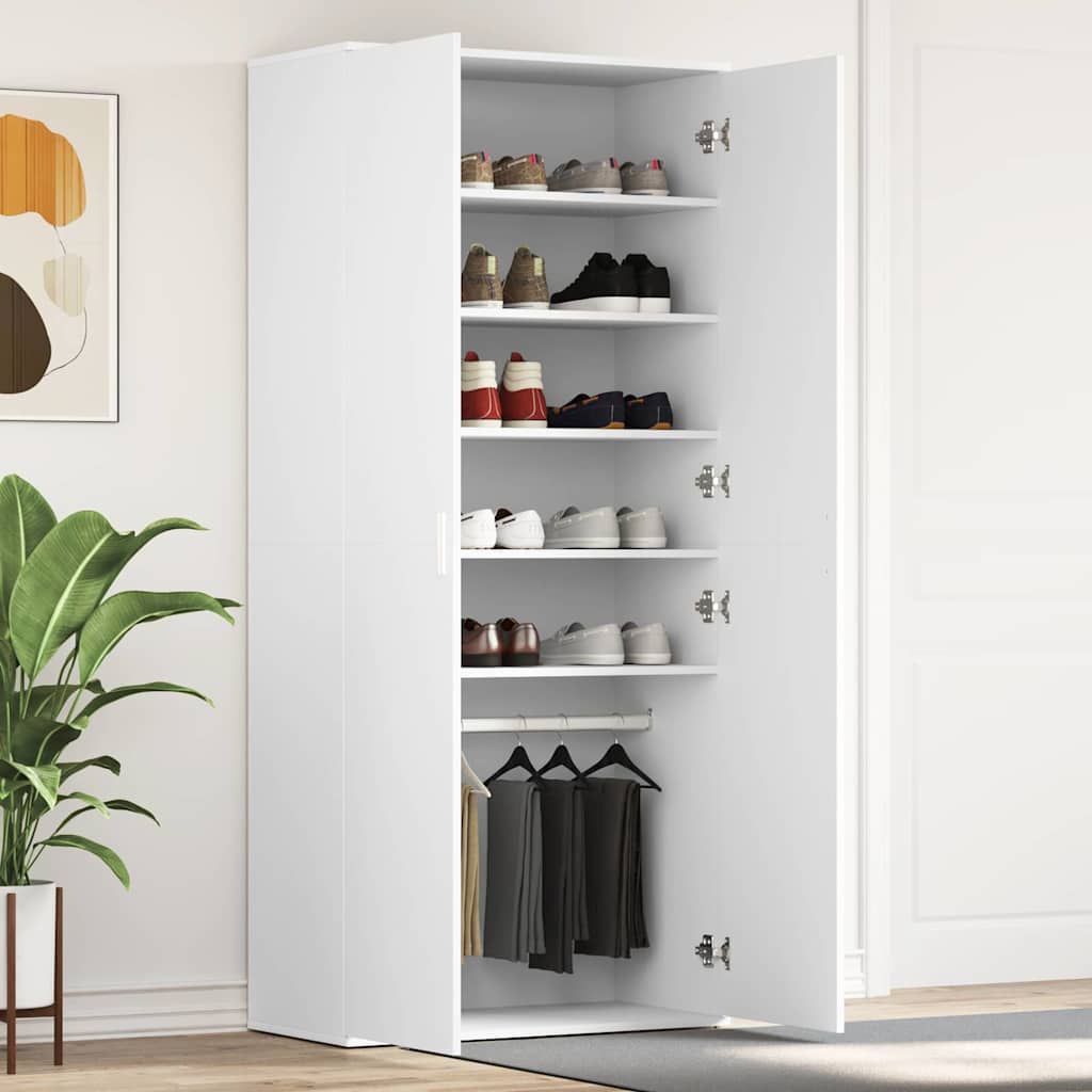 Schoenenkast met plank Wit 80 x 39 x 178 cm Bewerkt hout is nu te koop bij PeponiXL, paradijselijk wonen!