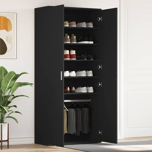 Schoenenkast met plank Zwart 80 x 39 x 178 cm Bewerkt hout is nu te koop bij PeponiXL, paradijselijk wonen!