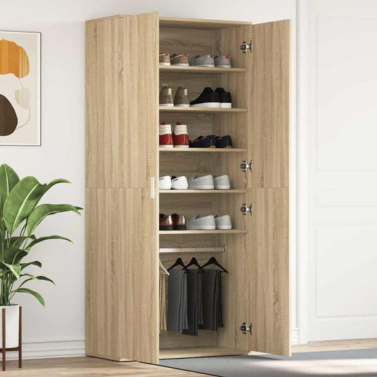 Schoenenkast Sonoma Eiken 80 x 39 x 178 cm Bewerkt hout is nu te koop bij PeponiXL, paradijselijk wonen!