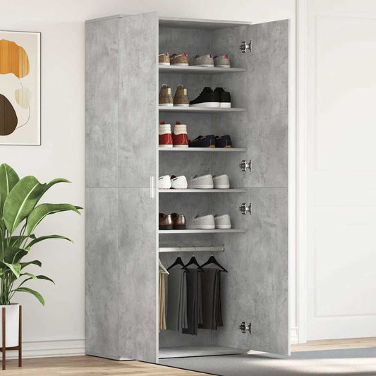 Schoenenkast Beton Grijs 80 x 39 x 178 cm Bewerkt hout is nu te koop bij PeponiXL, paradijselijk wonen!